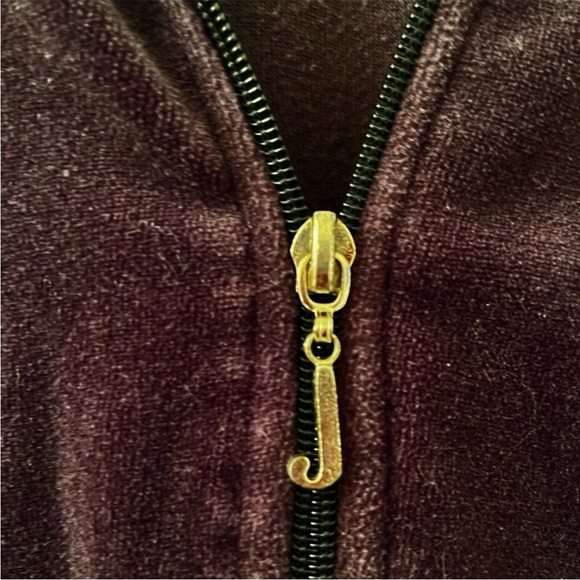 2-PC JUICY👑COUTURE Eggplant Velour Hooded Embroidered Tall Tracksuit - Picture 5 of 16